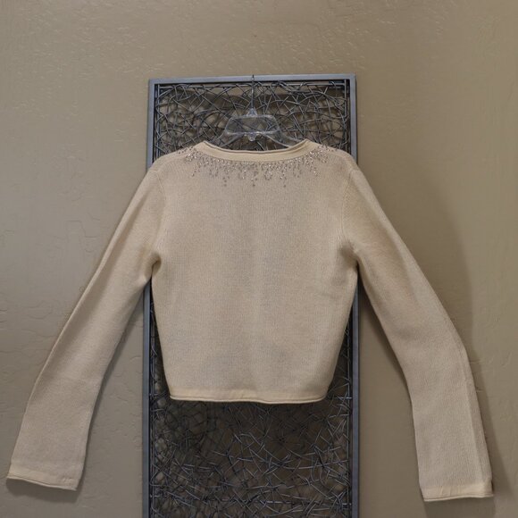 Calvin Klein Jeans Cropped Ecru Cardigan - Picture 3 of 5